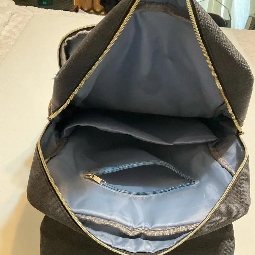 Mancio Vintage Laptop Backpack. Grey Black. NWOT.